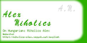 alex miholics business card